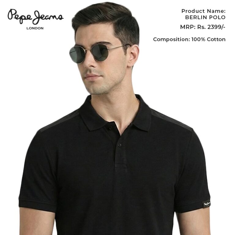 Pepe Jeans Berlin Polo T-Shirt premium corporate gift Bangalore black cotton branded apparel for employee gifting