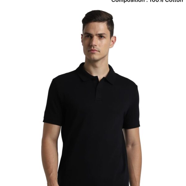 Front view of a Jack & Jones Interlock Polo showing the signature red ampersand branding detail for corporate orders.