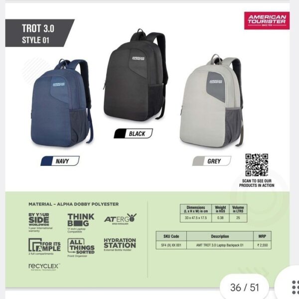 American Tourister TROT 3.0 Laptop Backpack corporate gift Bangalore with custom company logo branding for employees and clients