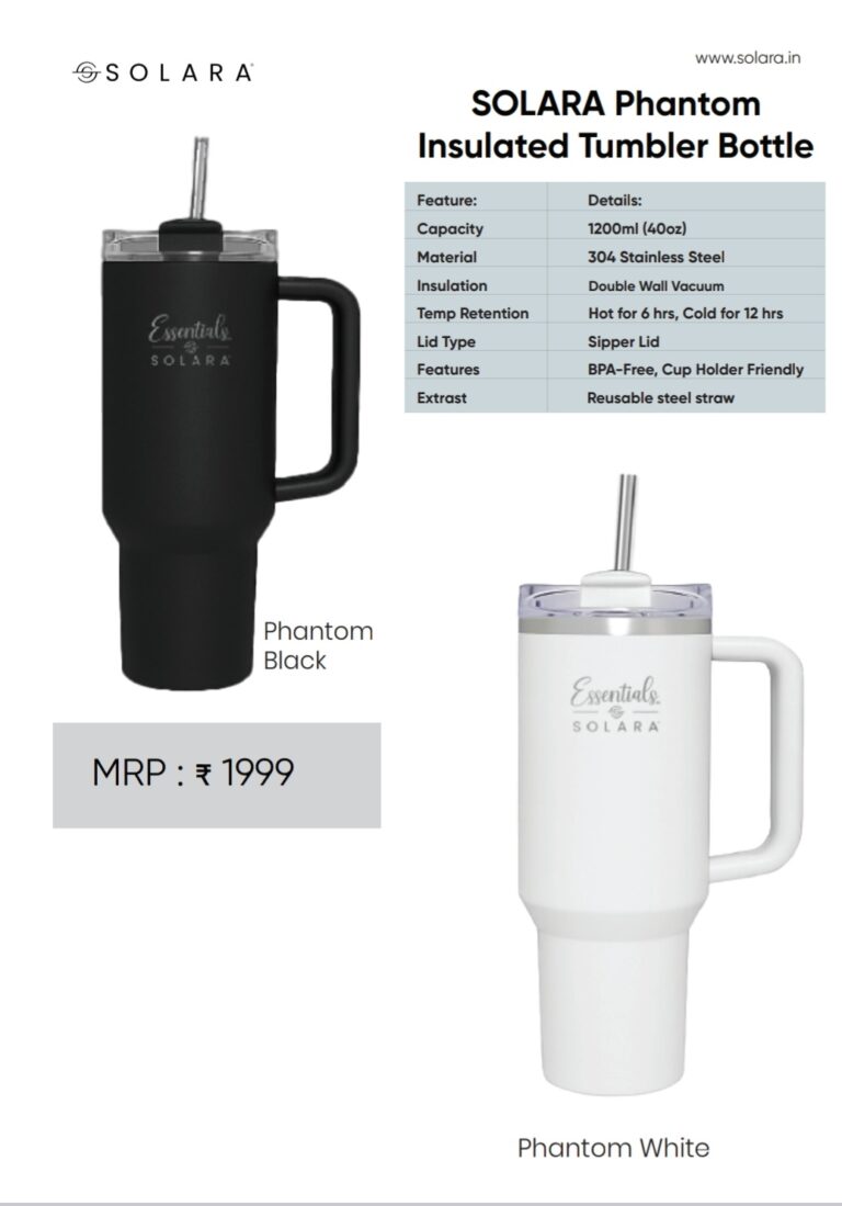 Solara Phantom Insulated Tumbler Bottle corporate gift Bangalore with custom logo branding for employees and clients