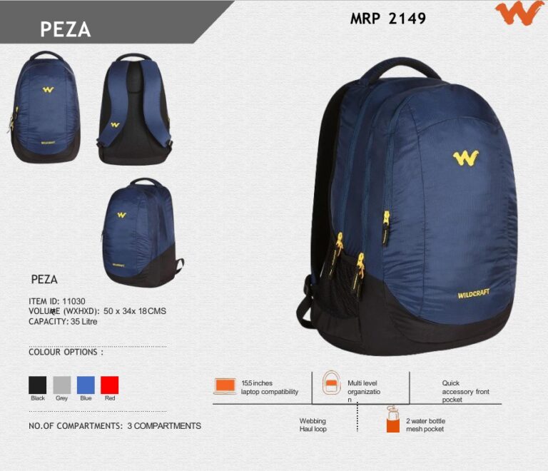 Wildcraft Peza Laptop Backpack corporate gift Bangalore with custom logo branding for employees, clients and corporate events
