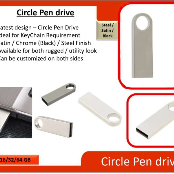 Circle Metal USB Flash Drive with custom logo branding for corporate gifting in Bangalore