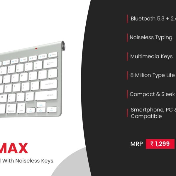 Portronics Bubble Max Corporate Wireless Keyboard Bangalore with Bluetooth 5.3, silent typing keys, and multi-device compatibility