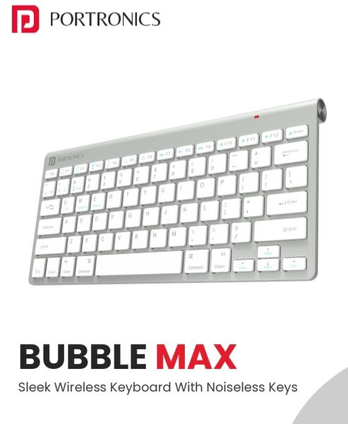 Portronics Bubble Max Corporate Wireless Keyboard Bangalore with Bluetooth 5.3, silent typing keys, and multi-device compatibility