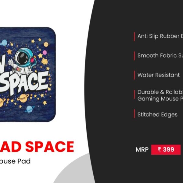 Corporate Mouse Pad Bangalore – Portronics ComfiPad Space Galaxy Theme Mouse Pad with anti-slip rubber base