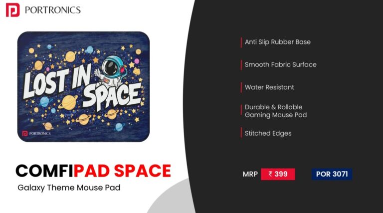Corporate Mouse Pad Bangalore – Portronics ComfiPad Space Galaxy Theme Mouse Pad with anti-slip rubber base
