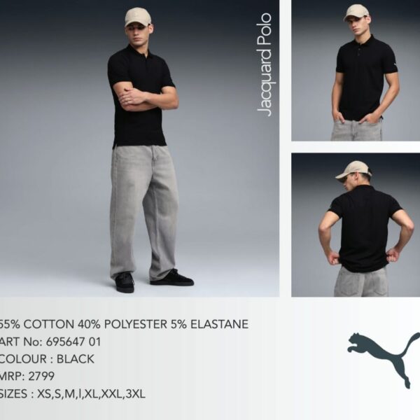 Premium Puma Jacquard Polo T-Shirt for Corporate Gifting in Bangalore with Custom Company Logo Branding – Black Corporate Polo