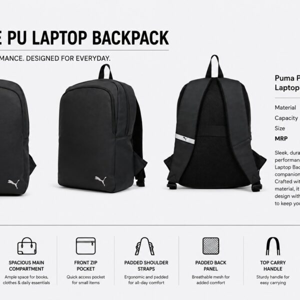 Puma Proline PU Laptop Backpack for Corporate Gifts Bangalore with premium imported PU material, laptop compartment, padded back panel, and custom company logo branding.